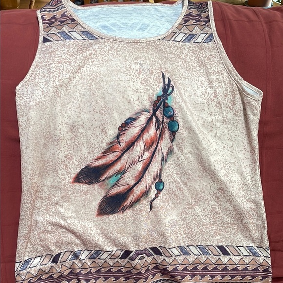 Feather Print Tank Top - Picture 1 of 2
